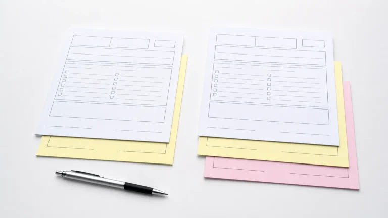 2-part vs 3-part carbonless forms shown side by side