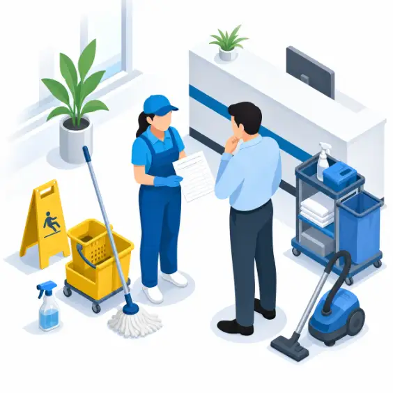 Cleaning service work order with checklist and customer approval