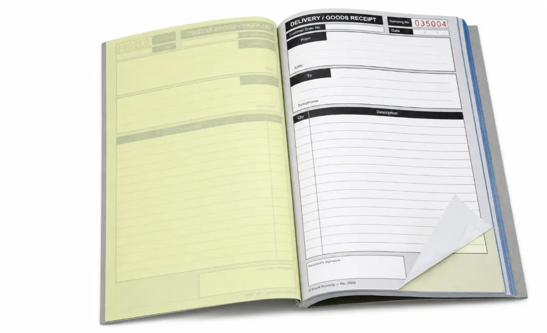 Custom delivery note book with duplicate copies