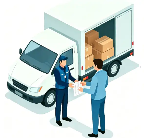Delivery receipt book printing scene for pickup and delivery payment confirmation