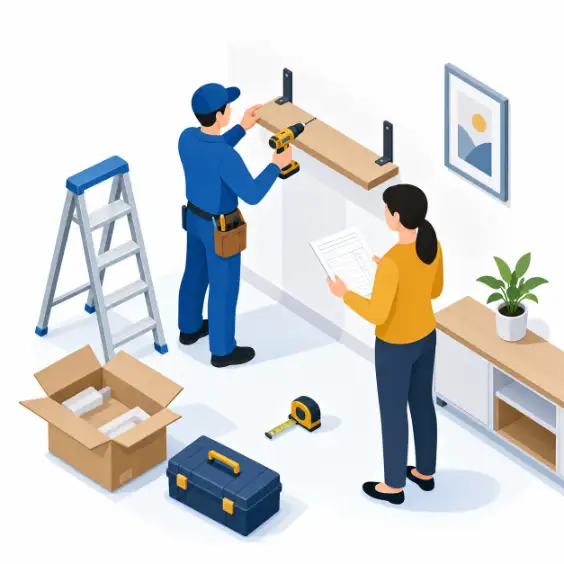 Installation work order with materials, site notes and sign-off