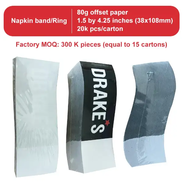 custom printed napkin bands in different colors