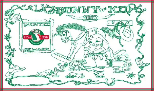 Restaurant paper placemat with menu and branded artwork