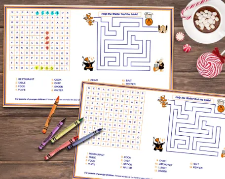 Restaurant table placemat printing sample