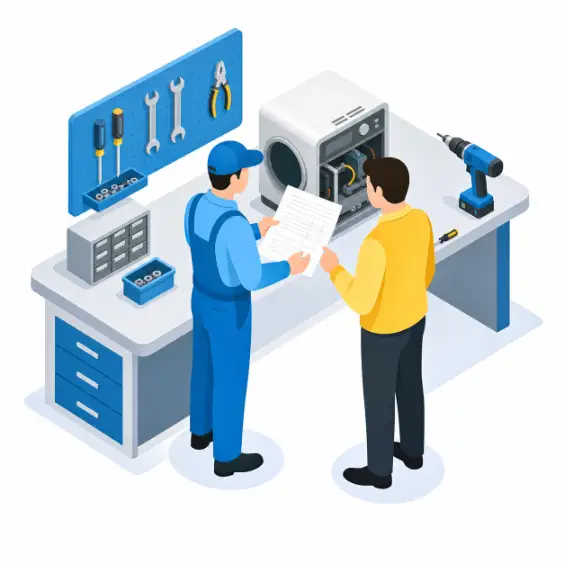 Work order form printing for a repair service job