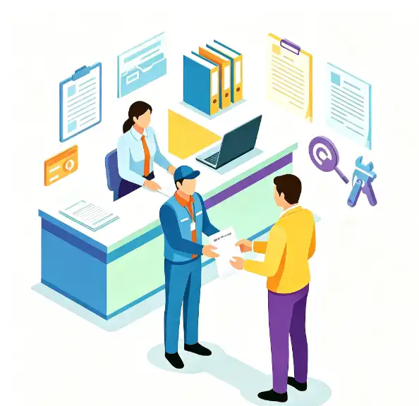 Service receipt book printing scene for repair and cleaning payment records