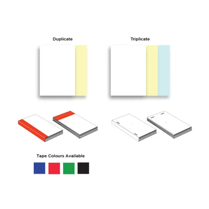 tape and staple binding for receipt book printing and delivery note book printing