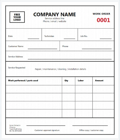 Custom business forms printing samples with NCR books and notepads