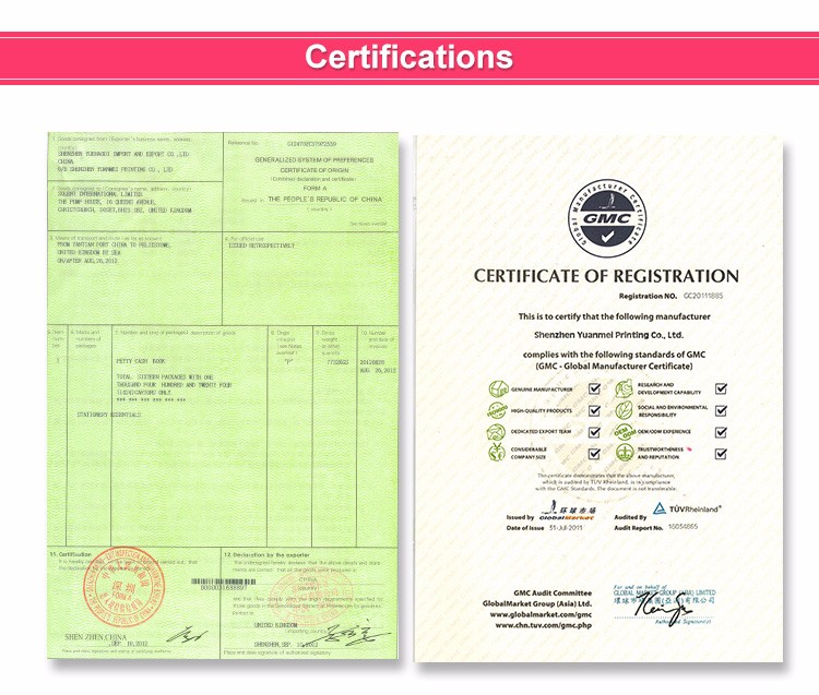Yuanming custom printing company registration certificate