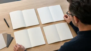 Notebook page layouts with ruled, grid, dot grid and blank pages